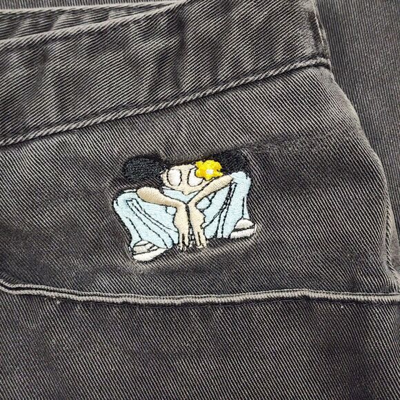 Buggirl RARE Y2K Rave 90s Wide Leg Black Jeans Size M - Picture 3 of 8